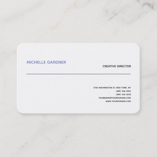 Beruflich White Trendy Schlicht Moderne Minimalist Visitenkarte (Vorderseite)