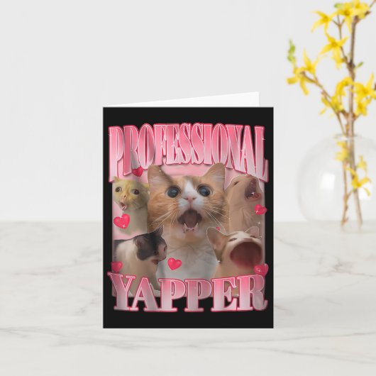 Beruflich Yapper Cat Funny Meme Karte (Gelbe Blume)