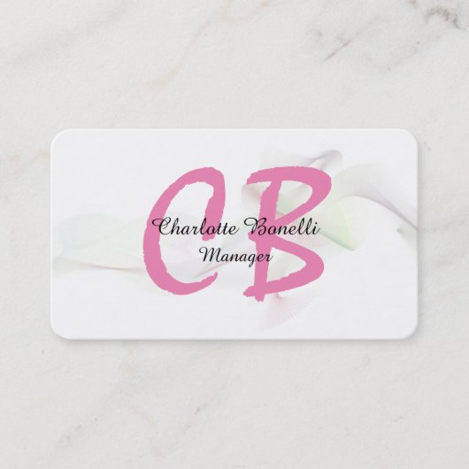 Berufliche Abstrakte Curve-Rosa-Monogramm Visitenkarte (Vorderseite)