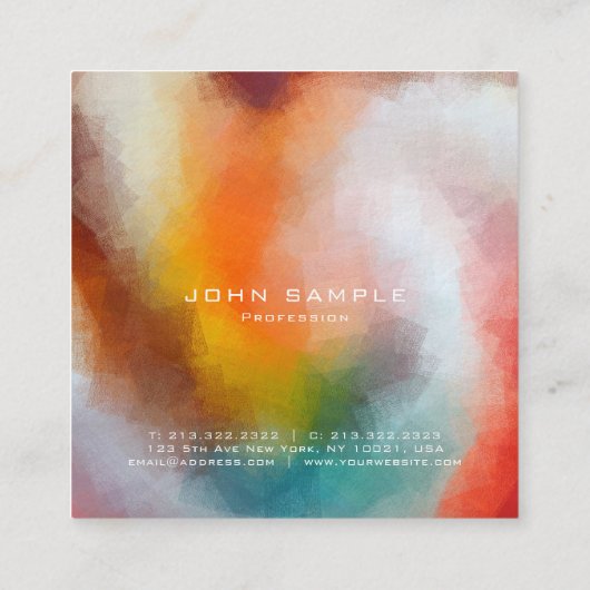 Berufliche Abstrakte Kunst Premium Dicke Luxus Quadratische Visitenkarte (Rückseite)