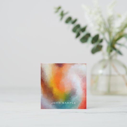 Berufliche Abstrakte Kunst Premium Dicke Luxus Quadratische Visitenkarte (Stehend Vorderseite)