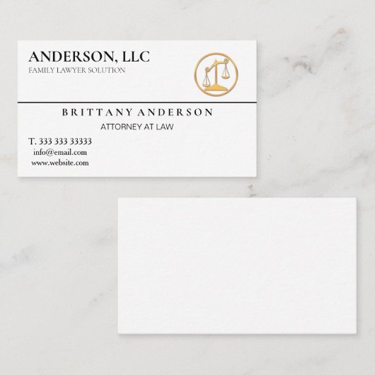 Berufliche Anwältin auf dem Rechtsweg Visitenkarte (Vorne/Hinten)