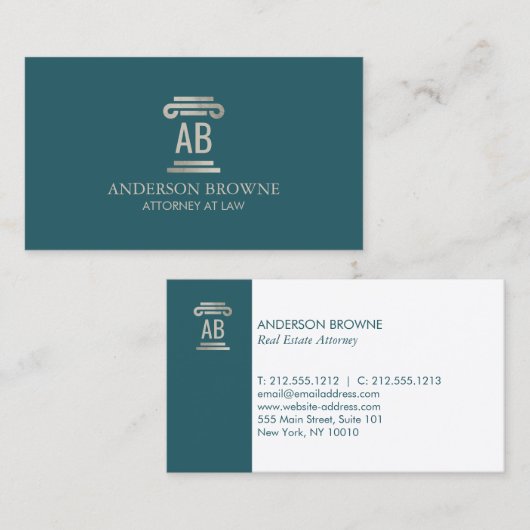 Berufliche Anwaltskanzlei Grau/Grün Visitenkarte (Vorne/Hinten)