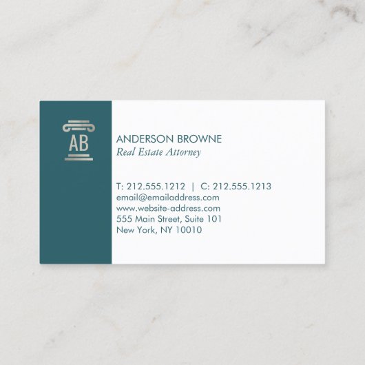 Berufliche Anwaltskanzlei Grau/Grün Visitenkarte (Rückseite)