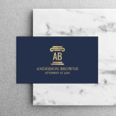 Berufliche Anwaltskanzlei Monogram Gold/Navy Blue Visitenkarte