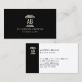 Berufliche Anwaltskanzlei Monogramm grau/schwarz Visitenkarte (Vorne/Hinten)