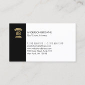 Berufliche Anwaltsmonogramm Gold/Schwarz Visitenkarte (Rückseite)