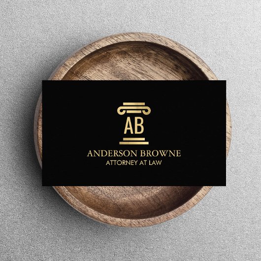 Berufliche Anwaltsmonogramm Gold/Schwarz Visitenkarte