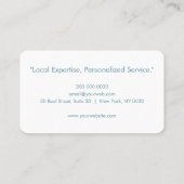 Berufliche Anwesen-Visitenkarte Visitenkarte (Rückseite)