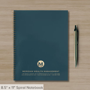 Berufliche Aquamarine und Gold-Business-Monogramm Notizblock