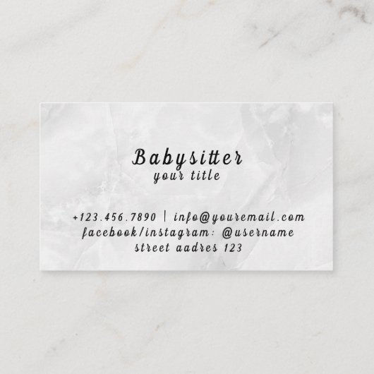 Berufliche Babysitter-Services: Zuverlässige Betre Visitenkarte (Rückseite)