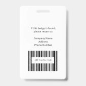 Berufliche Bar-ID für Ihr Logo Ausweis (Rückseite)