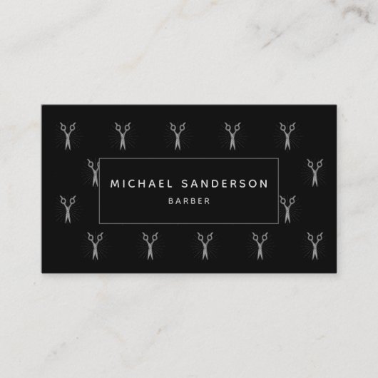 Berufliche Barber-Haarstylist-Schere Schwarz Visitenkarte (Vorderseite)