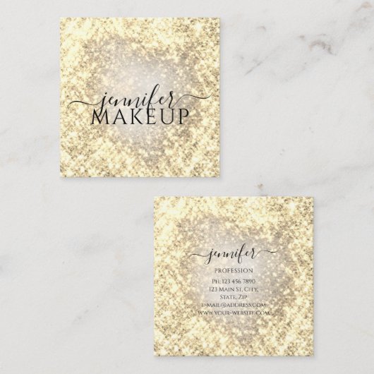 Berufliche Beauty Makeuty Beauty Glitzer Golden Quadratische Visitenkarte (Vorne/Hinten)
