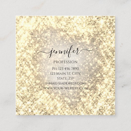 Berufliche Beauty Makeuty Beauty Glitzer Golden Quadratische Visitenkarte (Rückseite)