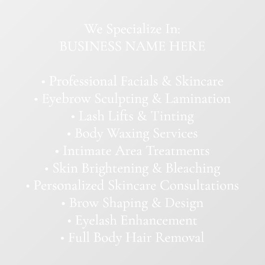 Berufliche Beauty Salon Services Fensteraufkleber (Blatt)
