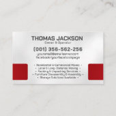 Berufliche Beförderungsleistungen - Standortverlag Visitenkarte (Rückseite)