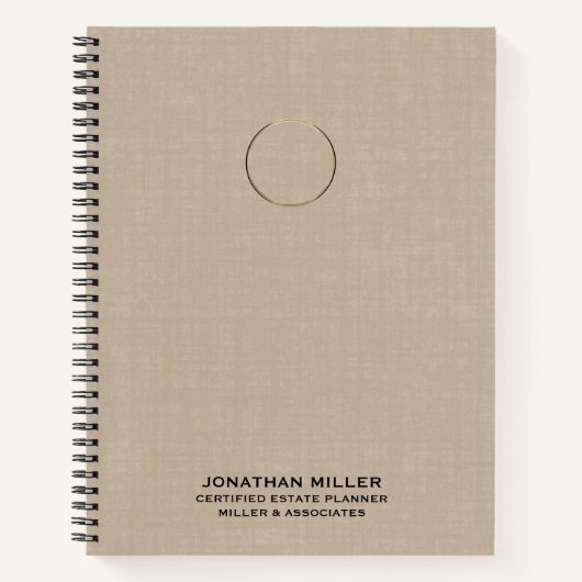 Berufliche Beige-Linen-Print Notizblock (Vorderseite)
