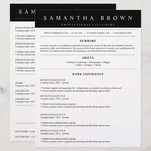 Berufliche Bewerbung (Vorne/Hinten)