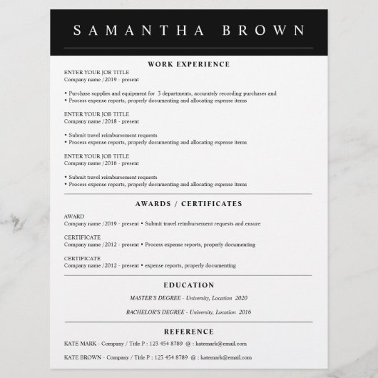 Berufliche Bewerbung (Rückseite)