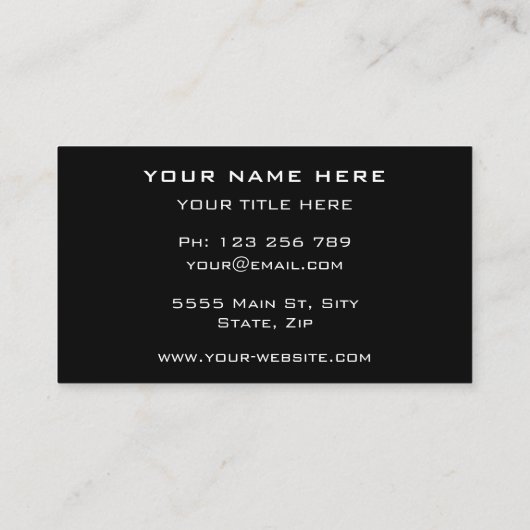 Berufliche Black Business Card Visitenkarte (Rückseite)