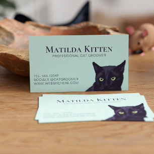 Berufliche Black Cat Groomer Pet Business Card Visitenkarte