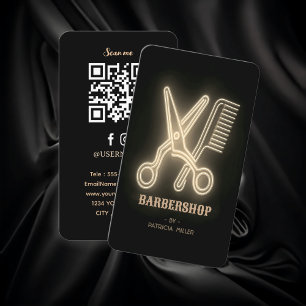 Berufliche Black & Gold Barbershop Business Card Visitenkarte