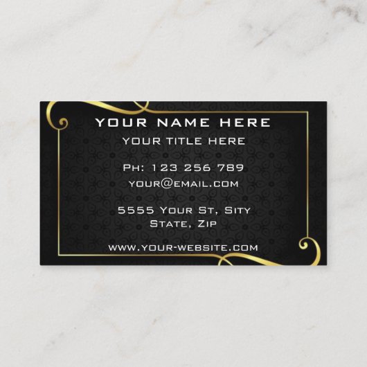 Berufliche Black Gold-Visitenkarte Visitenkarte (Rückseite)