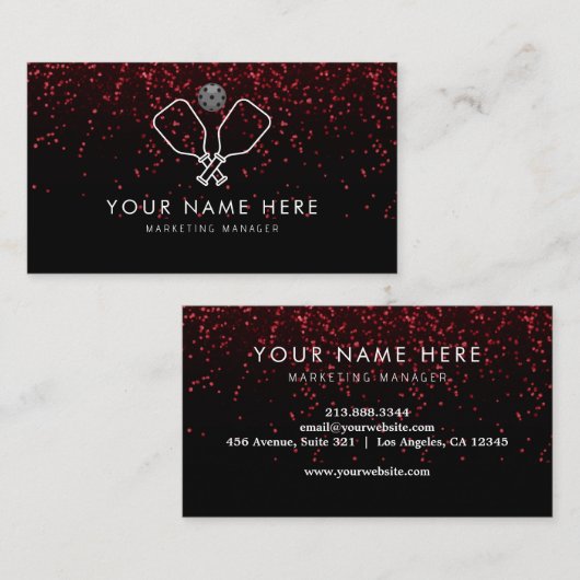 berufliche Black Red Pickleball-Visitenkarte Visitenkarte (Vorne/Hinten)