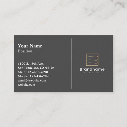 Berufliche Black Split Business Card Visitenkarte (Vorderseite)