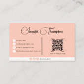 Berufliche Blassorange-Script-QR-Codebereiche Visitenkarte (Rückseite)