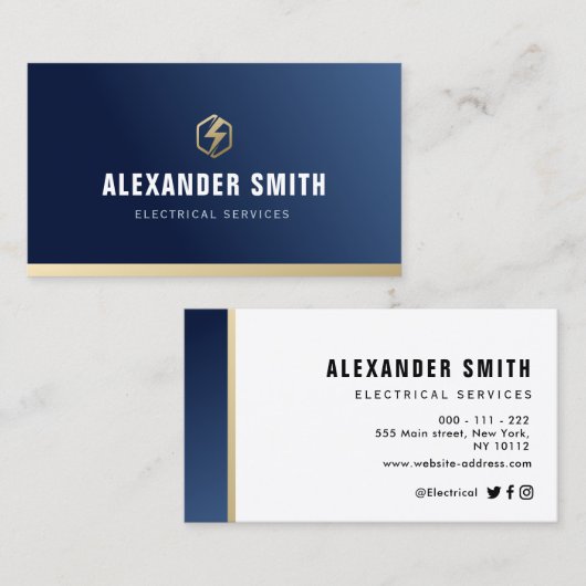 berufliche blaue Stromversorgung Visitenkarte (Vorne/Hinten)