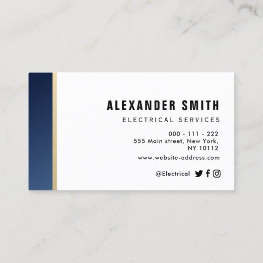 berufliche blaue Stromversorgung Visitenkarte (Rückseite)