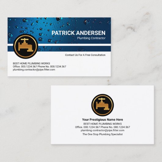 Berufliche blaue Wassertropfen Visitenkarte (Vorne/Hinten)