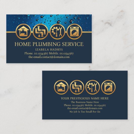 Berufliche blaue Wassertropfen Visitenkarte (Vorne/Hinten)