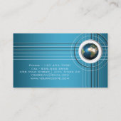 Berufliche blaue Weltkugel-Fahne Visitenkarte (Rückseite)
