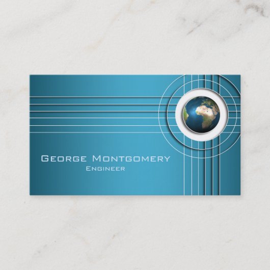 Berufliche blaue Weltkugel-Fahne Visitenkarte (Vorderseite)