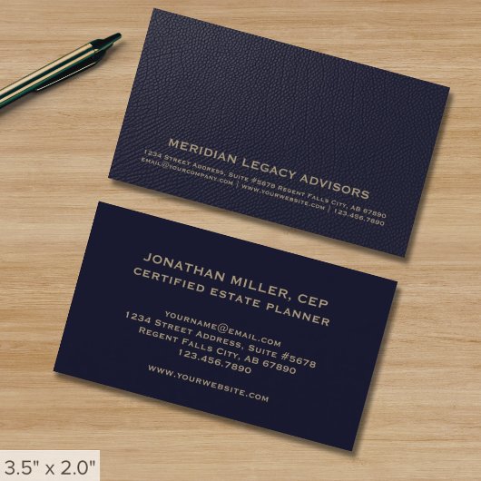 Berufliche Blue/Gold Business Card Visitenkarte
