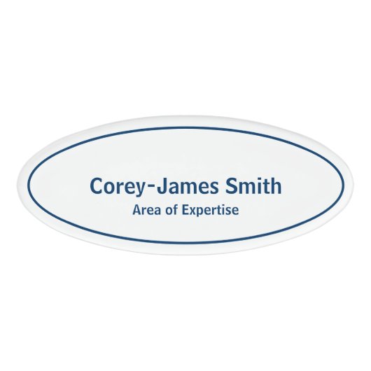 Berufliche Blue White Name Expertise Oval Namenschild (Vorderseite)