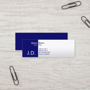 berufliche Blues mit Monogramm Mini Visitenkarte
