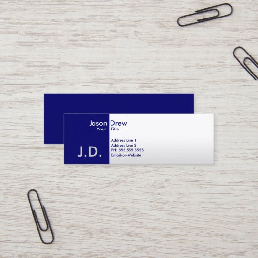 berufliche Blues mit Monogramm Mini Visitenkarte (Vorderseite/Rückseite Beispiel)