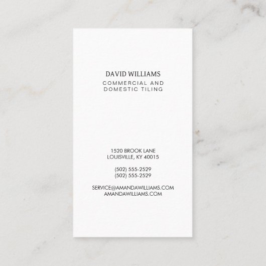 Berufliche Bodenbelag- und TilerVisitenkarte Visitenkarte (Rückseite)