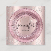 Berufliche Boutique Beauty Shop Rose Blush Grau Quadratische Visitenkarte (Vorderseite)