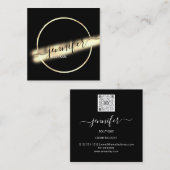 Berufliche Boutique Gold Black QRCODE Logo Uniqu Quadratische Visitenkarte (Vorne/Hinten)