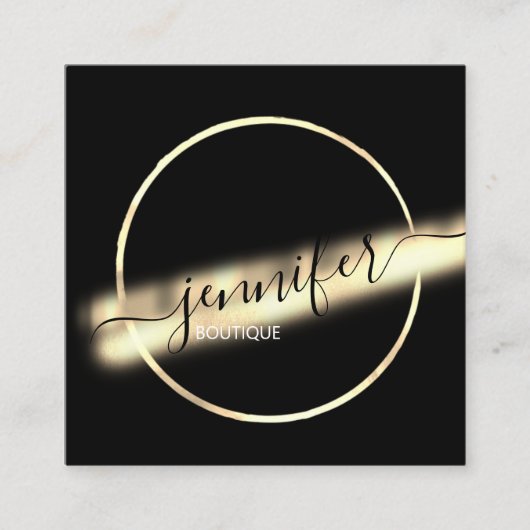Berufliche Boutique Gold Black QRCODE Logo Uniqu Quadratische Visitenkarte (Vorderseite)