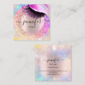 Berufliche Boutique Lash Shop Glitzer Holograph Quadratische Visitenkarte (Vorne/Hinten)