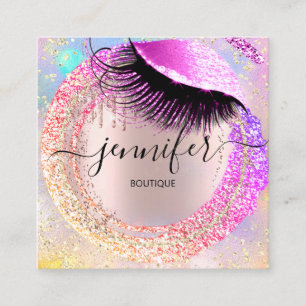 Berufliche Boutique Lash Shop Glitzer Quadratische Visitenkarte