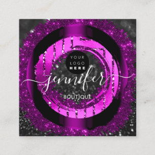Berufliche Boutique Logo-Glitzer Hot Pink Quadratische Visitenkarte