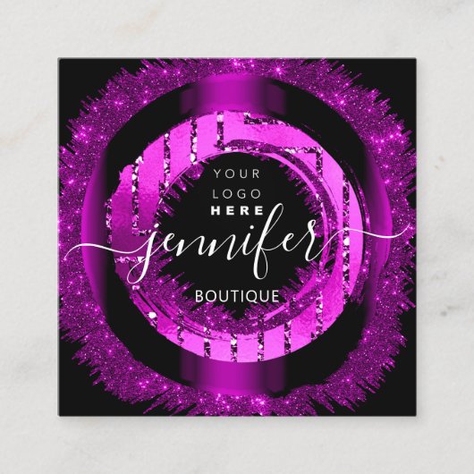 Berufliche Boutique Logo Glitzer Rosa Logo Quadratische Visitenkarte (Vorderseite)