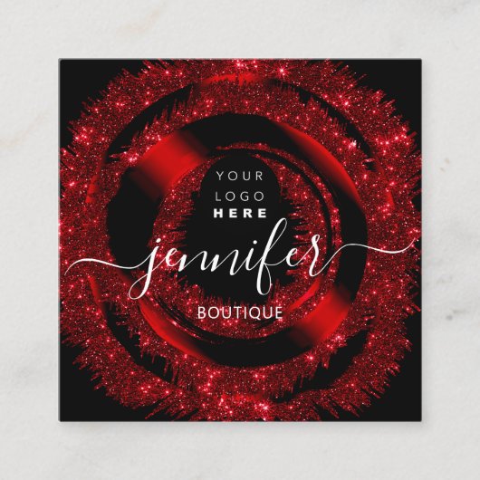 Berufliche Boutique Logo Glitzer Rotes Logo Quadratische Visitenkarte (Vorderseite)